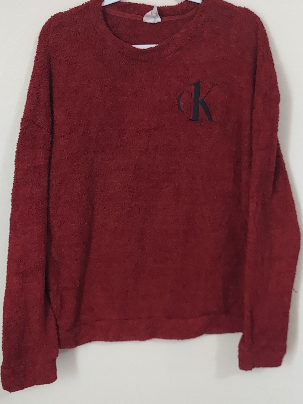 Calvin Klein Men's Burgundy Crewneck Sweater with CK Logo